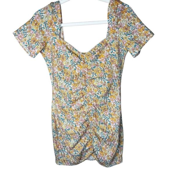 ASOS Design textured ruched Floral Print Mini Dress size 6 - Picture 4 of 9